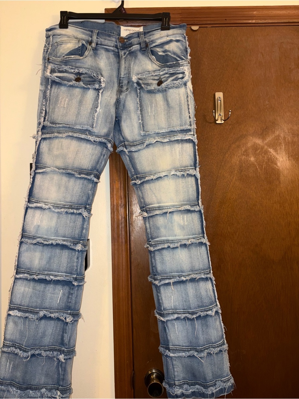 Men's Light Blue Distressed Bootcut Jeans